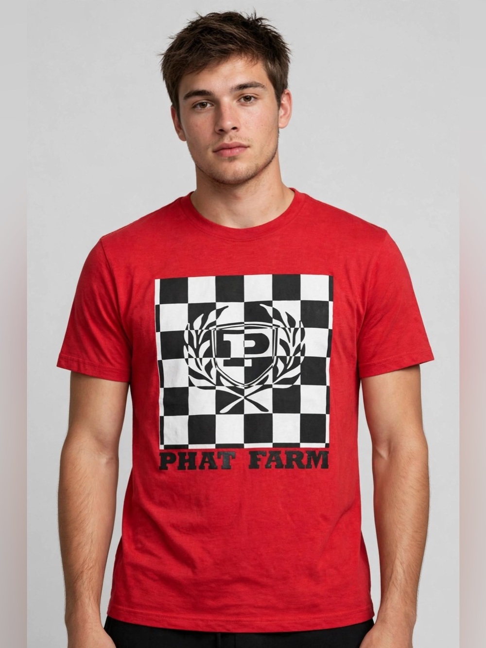 Phat Farm Red Checkered Logo Tee